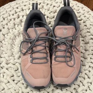 On Running Blush and Charcoal Sneakers